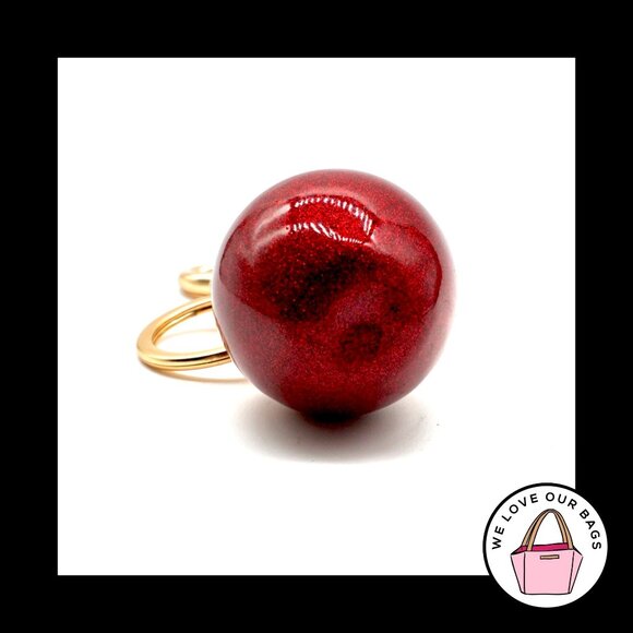 New $98 COACH Red GLITTER RESIN Apple Key Fob Bag Charm Keychain Hang Tag 32214 - Picture 6 of 6